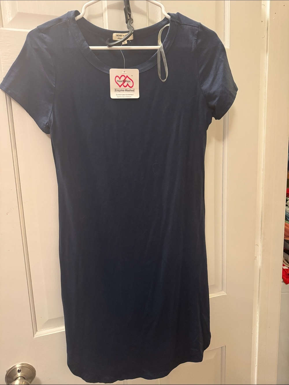 Women’s Navy Short Sleeve T-Shirt Dress - Classic Casual